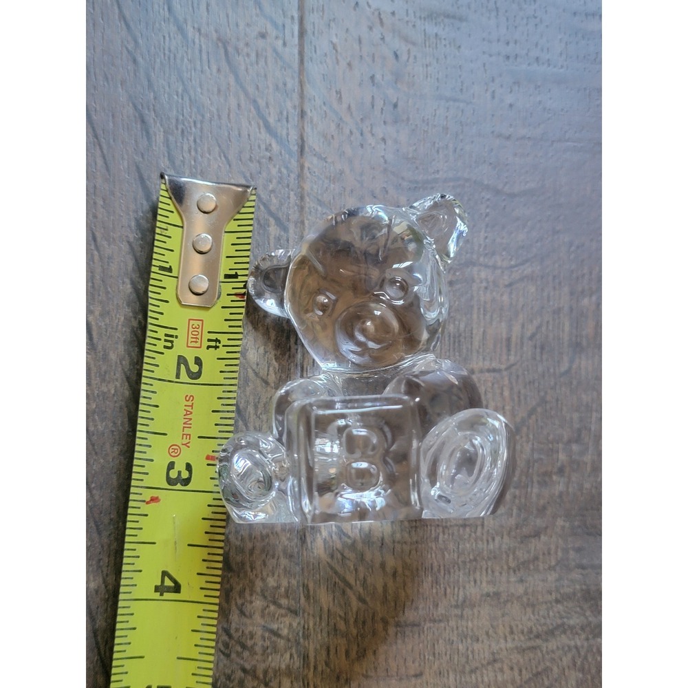 Waterford Crystal Teddy Bear with Block Figurine Clear Glass Collectible